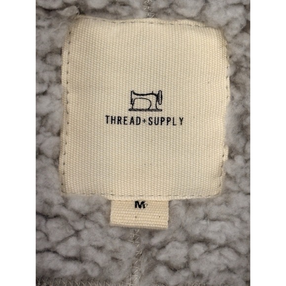 Thread & Supply Sherpa Vest Women's Medium Ivory White Gray Soft Cozy - Picture 6 of 16